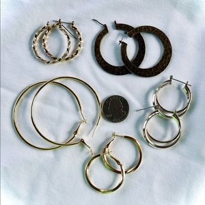 FIVE PAIRS HOOP EARRINGS!